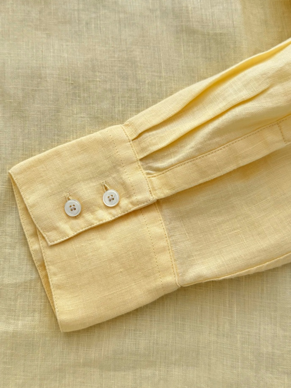 Talbots Size 10 Pure Irish Linen Yellow Button Front Long Sleeve Blouse - Picture 6 of 9